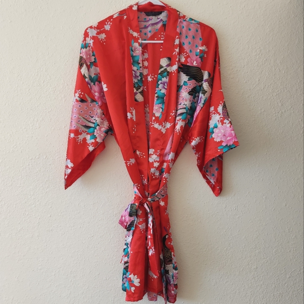 Satin kimono robe